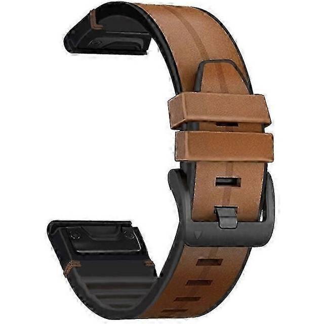 (As show, One size) Silicone + Leather Watchband For Garmin Fenix 7