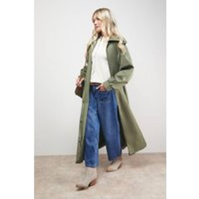 Oasis Trapeze Maxi Trench In Khaki - khaki - 10