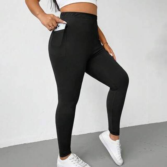 SHEIN Plus Size Women&#39;s Summer Capri Pants, 2 Pieces Of Leggings, Black Leggings With Pockets, Yoga Fitness Pants, Comfort Leggings,Fall Clothes For Women F