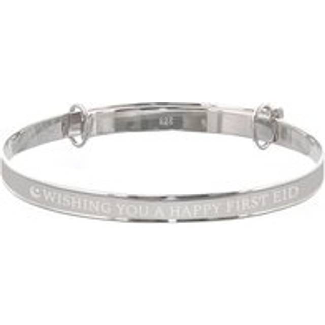 Personalised Eid Sterling Silver Childs Expanding Diamante Star Bracelet - Metallic Silver - One Size