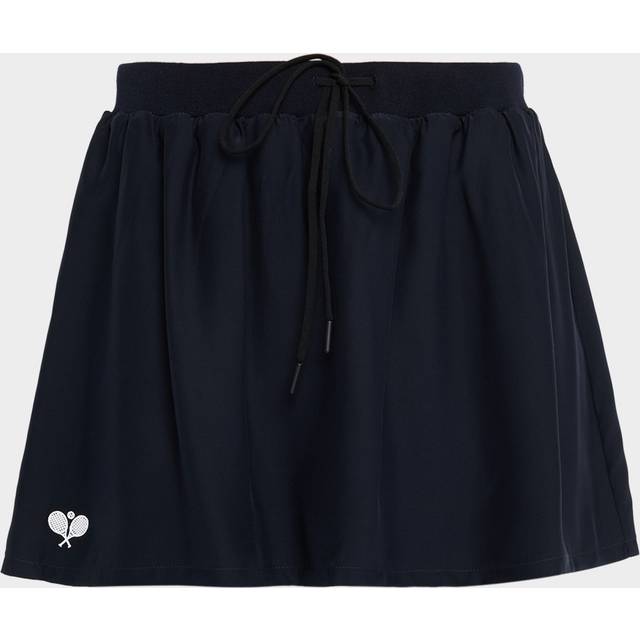 The Tennis Drawstring Silk Skirt - NAVY - Small