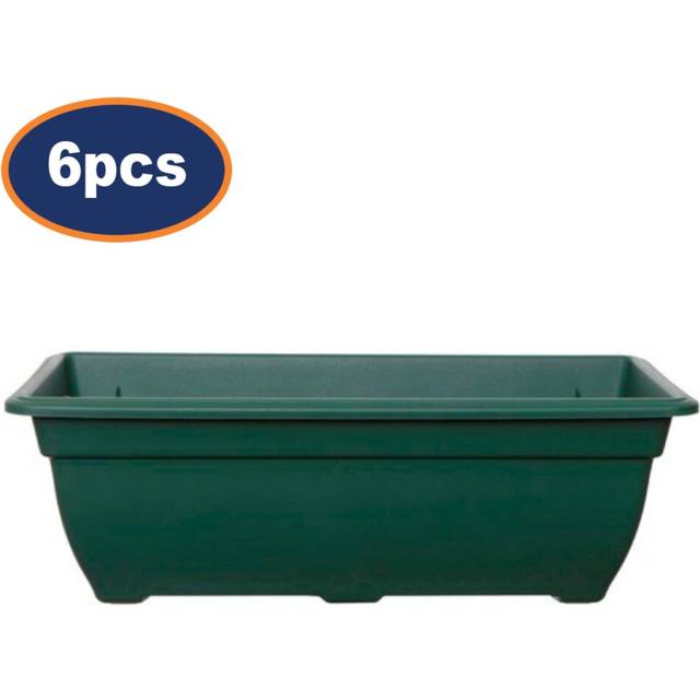 Bell Trough Planter Box 50Cm Plastic Green Lightweight Weatherproof Balcony 6Pcs - One Size