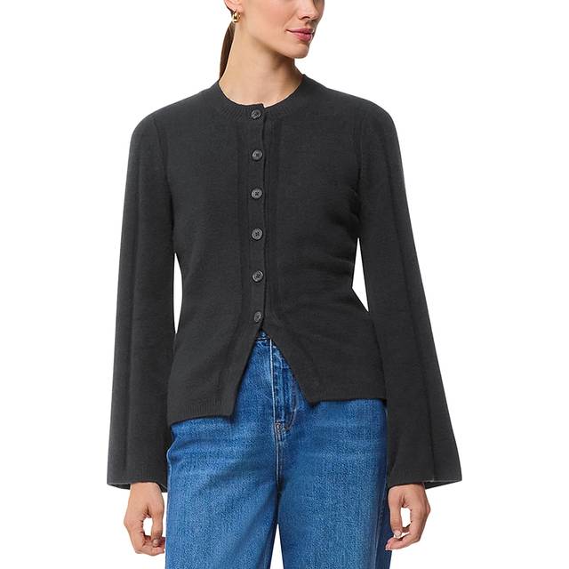 Whistles Wide Sleeve Detail Cardigan, Black