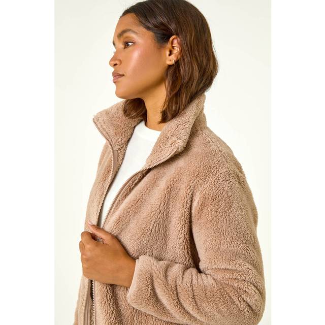 Roman Soft Sherpa Fleece Jacket In Taupe