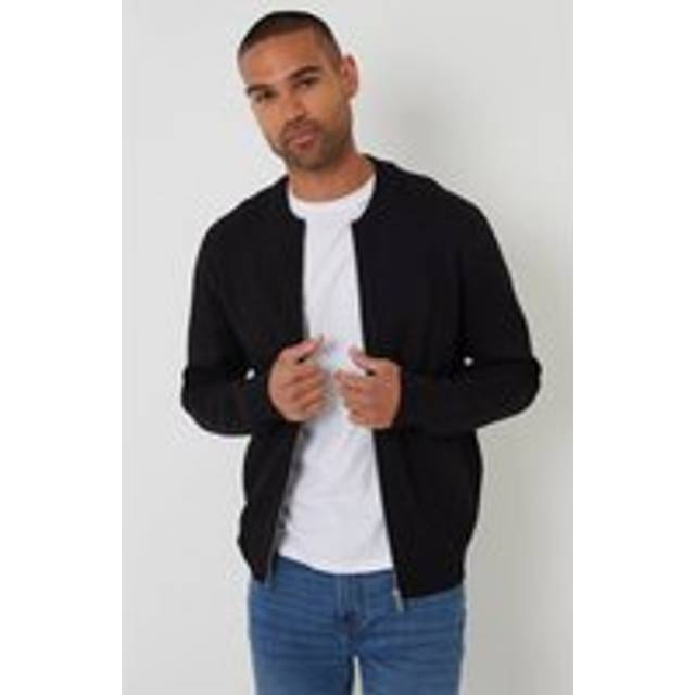 Threadbare Bomber Style Knitted Zip Through Mens Cardigan -