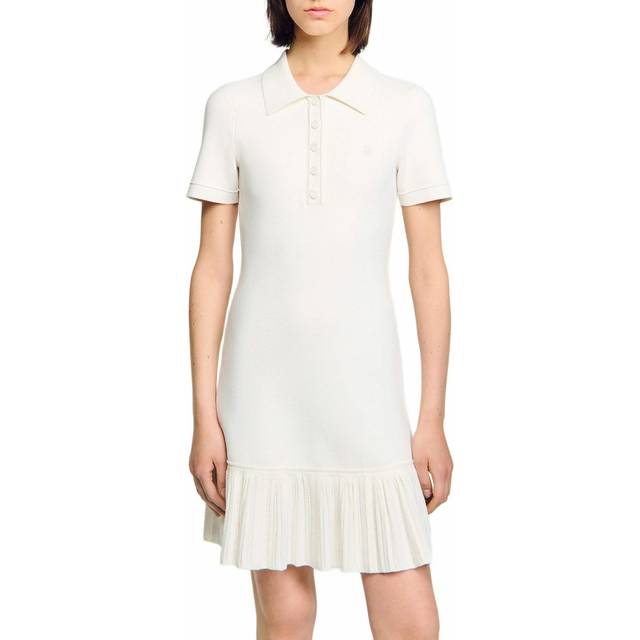 Robe courte en maille col polo - Ecru - 40
