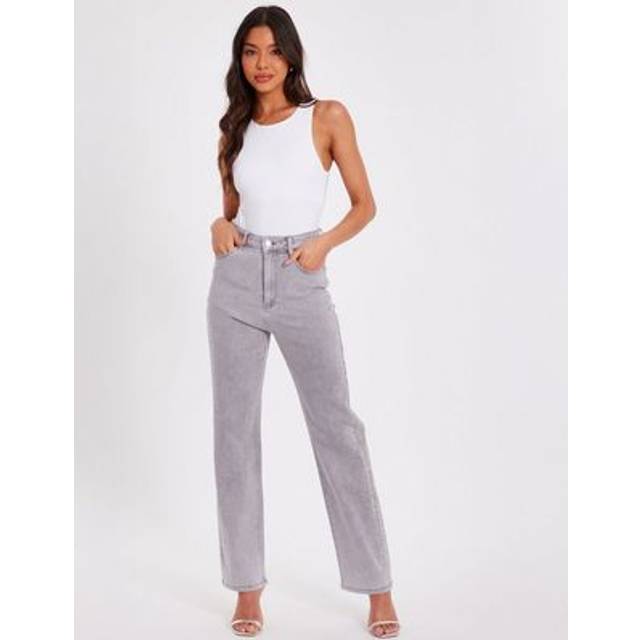 Quiz Women's Grey Diamantè Embellished Denim Jeans New Look - UK 6