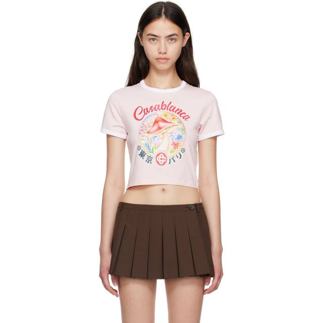Mushroom Emblem Print Crop Baby T-Shirt - MUSHROOM EMBLEM - X-Large