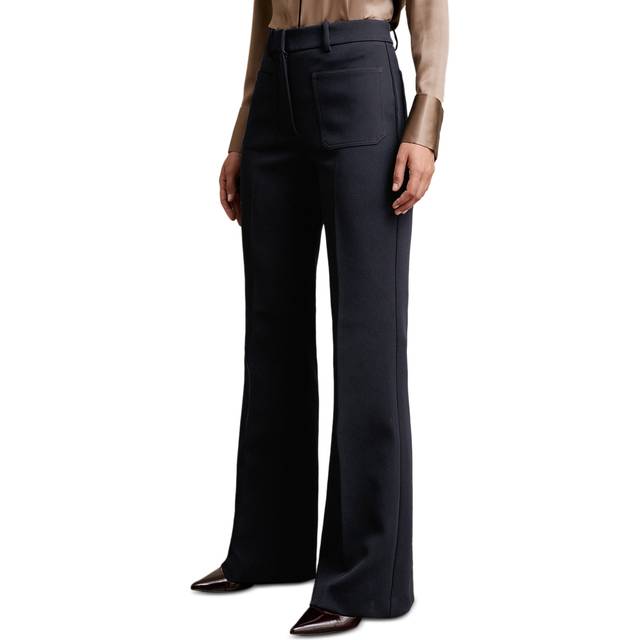 Reiss Priya Flared Tailored Trousers, Navy