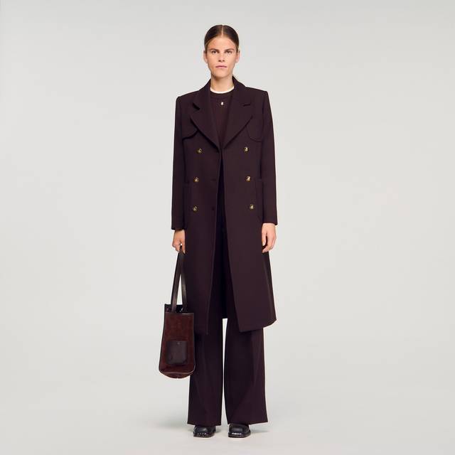 Manteau long croisé - Marron - 36