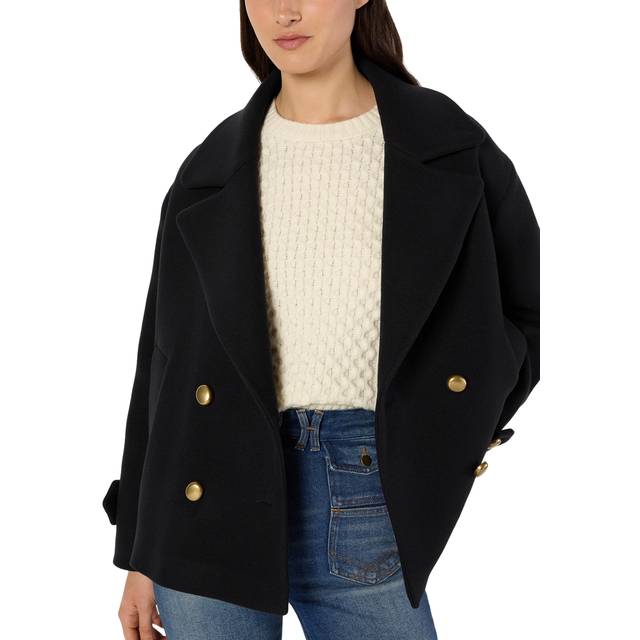 Gerard Darel Mouna Wool Blend Long Sleeve Pea Coat