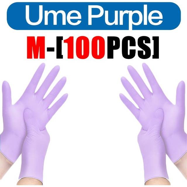 TEMU /100pcs, Ume Purple Disposable Nitrile Gloves, Waterproof, Latex-free, Powder-free, Durable, Suitable For Home And Kitchen Cleaning, Nail Art, Hairdressing, Painting, Outdoor Travel, Home Tools