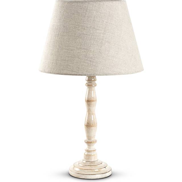 Elm Home And Garden Living Room Bedroom Bedside Table Lamp - Cream White Wash