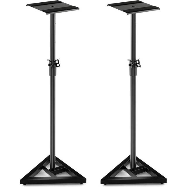 Floor Speaker Stand Pair, 6-Position Height Adjustable Studio Monitor Stands - Matte Black (157cm H X 23cm W X 23cm D)