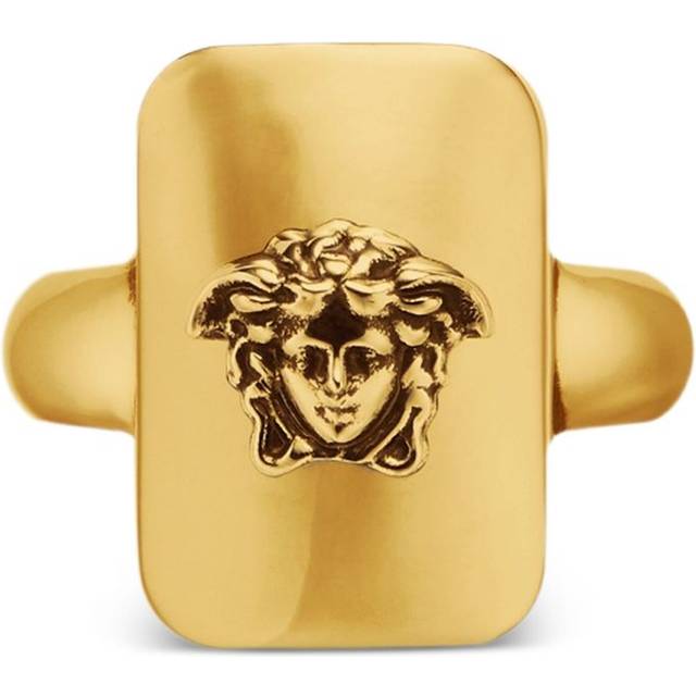 Versace - medusa-head rectangular ring - men - Gold Plated Metal - 17