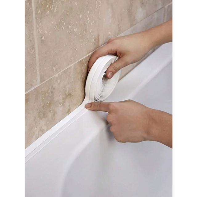 SHEIN 1 Roll Of Caulk Tape, Waterproof & Mildew-Resistant Bathroom Caulk Strip, Self-Adhesive Sealant Tape For Kitchen, Bathroom, Sink, Tub, Shower, Toilet,