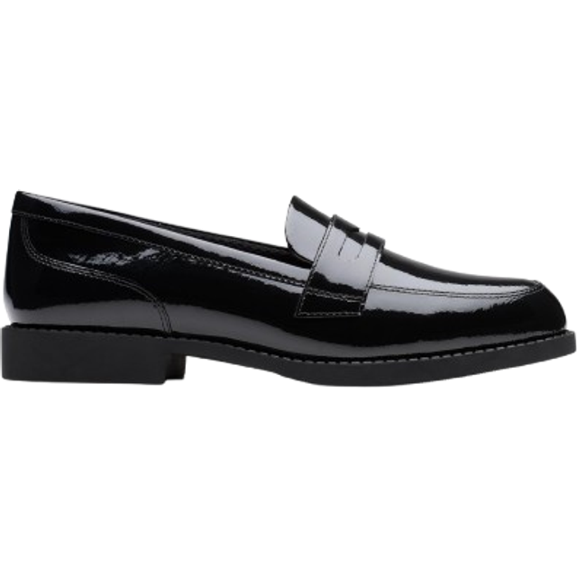 Clarks Kids' Tapa Edge Leather Loafers, Black Patent