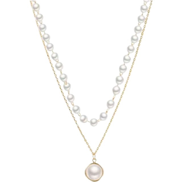 SHEIN 1Pc New Women&#39;s Pearl Necklace Kpop Gold Bead Pendant Necklace Goth Double Layer Chain Choke Loop Women&#39;s Daily Fashion Party Jewelry Gift