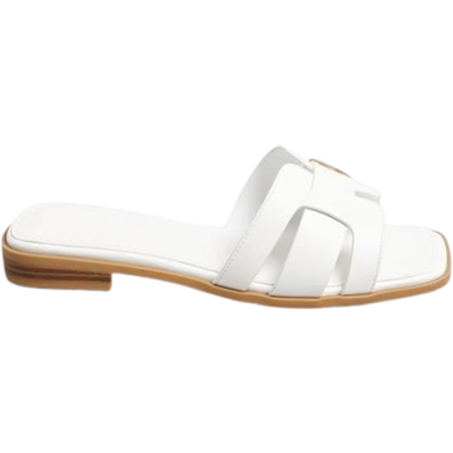 White Cut Out Mule Sandals In Wide E & Extra Wide eee Fit - 6EEE