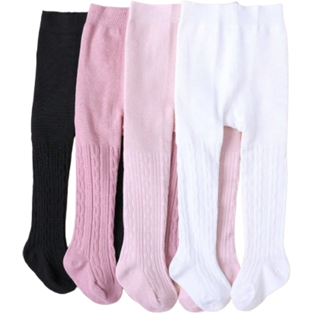 SHEIN 4pcs/Pack Baby Girls Solid Color Leggings, Simple Crotch Tights, Suitable For Everyday Wear, All Season