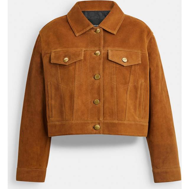 Cropped Suede Jacket - Warm Brown - X-Small