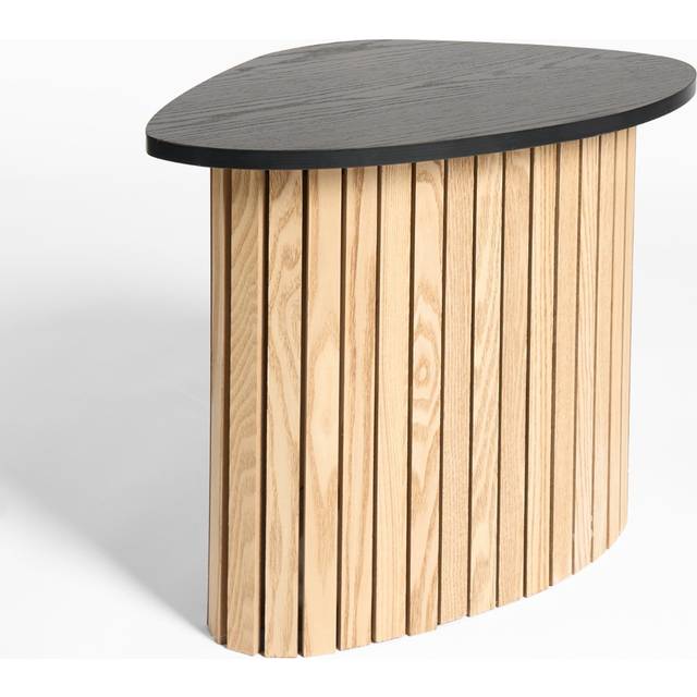 OHS Madison Ribbed Side Table - Light Wood/Black - Natural