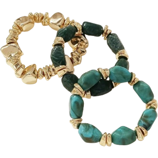 SHEIN 3pcs Set Vintage Boho Chunky Thick Multi-Layer Brown Acrylic Beaded Bracelets For Women, Couples, Party, Everyday Wear, Luxury High-End