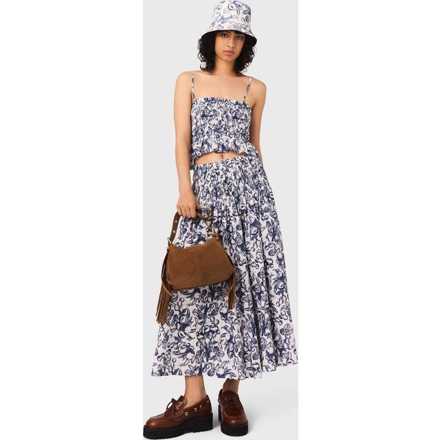 Jupe Longue Imprimée - Bleu Fruits Print - Maje -  Matière principale: 100% coton - Prêt-à-porter > Bas > Jupes