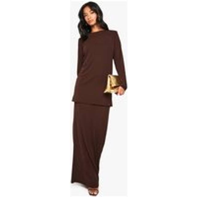 Womens Petite Double Layer T-Shirt Dress - Brown - 12, Brown