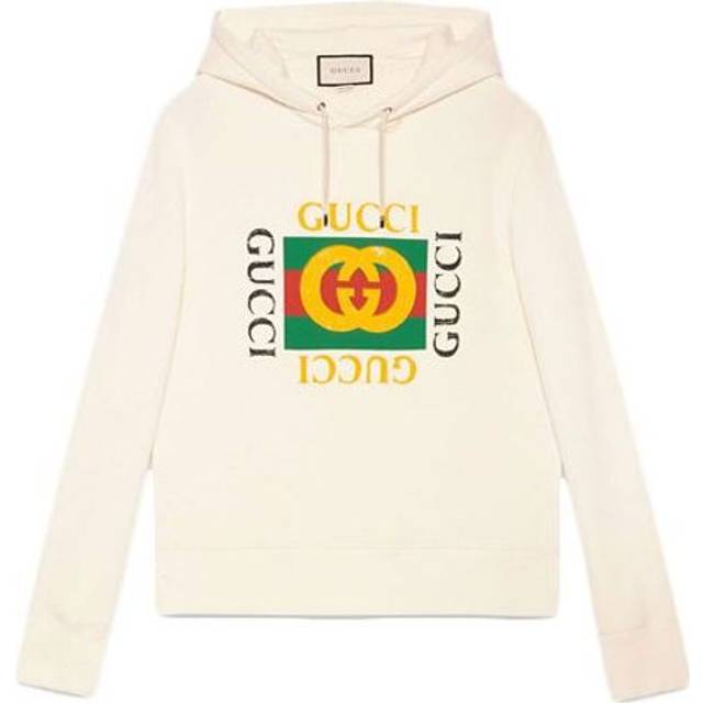 Gucci Vintage Double Ring Logo Printed Hooded Drawstring Sweatshirt Men's White 454585-X5J57-9541