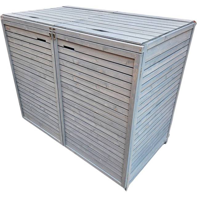 Samuel Alexander 135 x 114cm Grey Wooden Double Wheelie Bin Shed