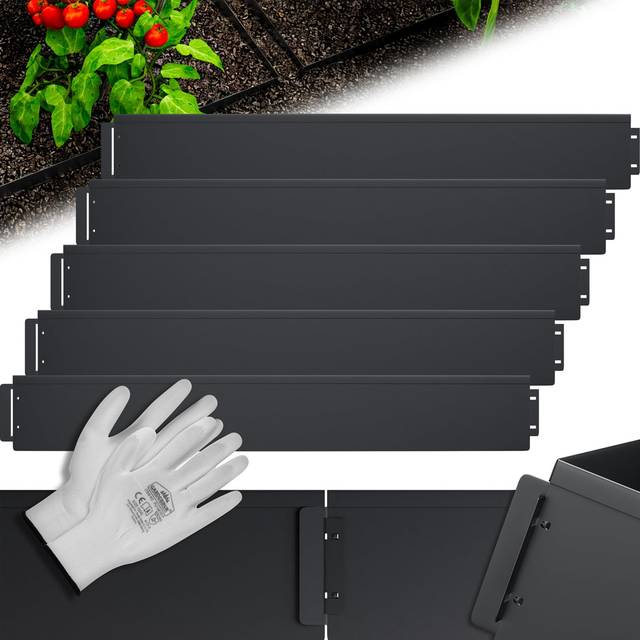 Gardebruk - Galvanised Metal Lawn Edging 100x14cm Per Sheet Robust & Flexible Garden, Driveway, Path, Grass, Flower Border Bed Edge Sheets Divider
