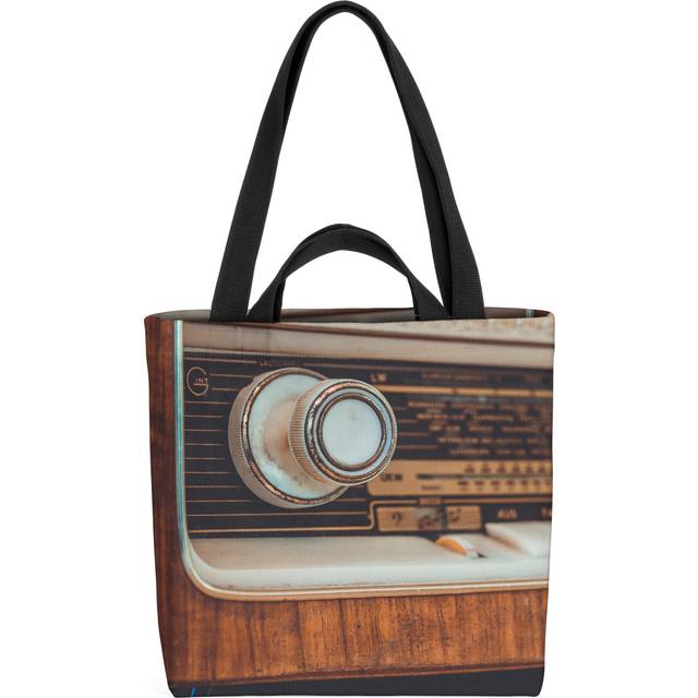 VOID Vintage radio trä retroväska 33 x 33 x 14 cm, 15 l shoppingkasse shoppingväska väska