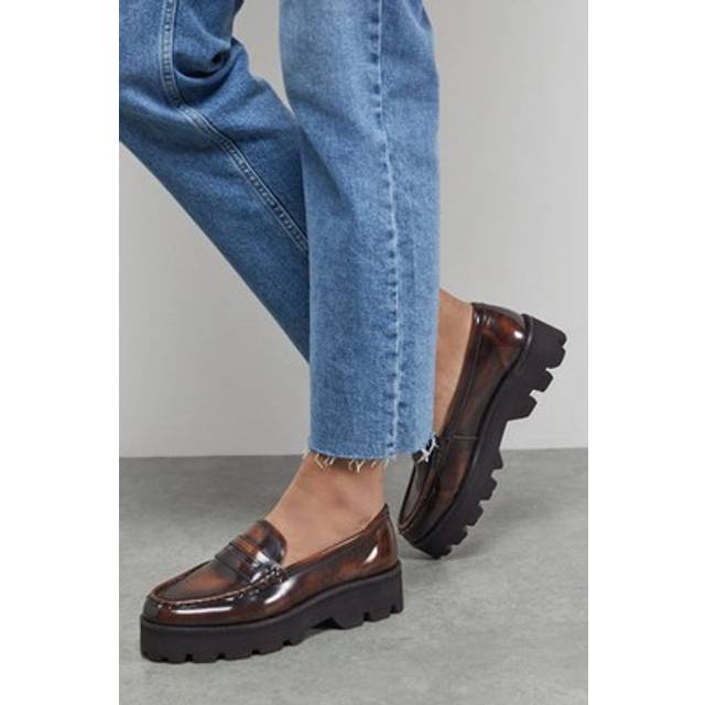 Faith Dark Tan Creepers Womens Casual Flats