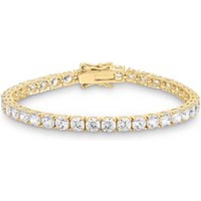 Yellow Gold Plated 16.5cm Cubic Zirconia Tennis Bracelet - Silver/Gold Plated