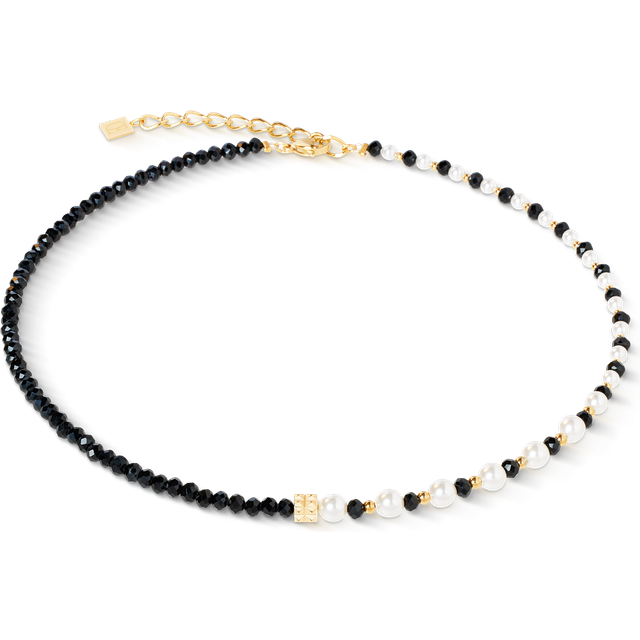 Coeur De Lion Elegance Pearl Gold Plated Necklace Black Spikes For Women - black/gold/silver