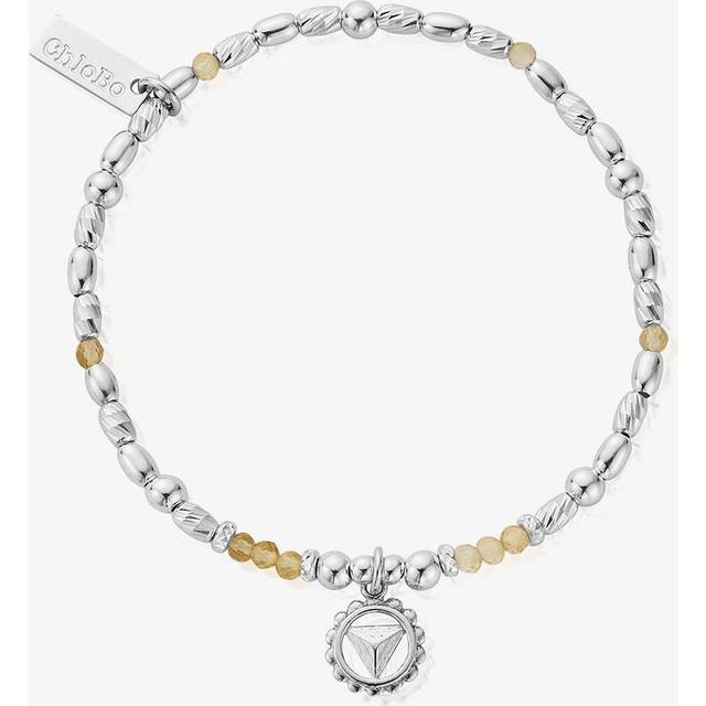 ChloBo Silver Citrine Solar Plexus Chakra Bracelet For Women - silver