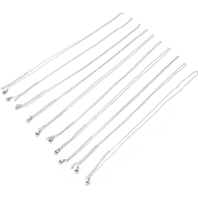 10pcs Necklace Chains DIY Simple Fashionable Stainless Steel Chockers for Men Women Craft