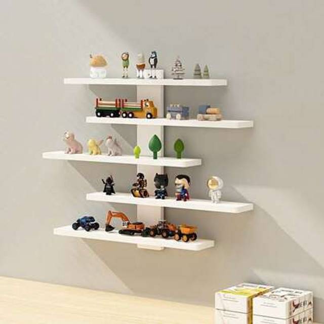 SHEIN 1pc Partition Wall Shelf, Floating Shelves No Drilling Wall-Mounted Bookshelf For Bedroom Kitchen, Decorative Wall Shelves Display Rack For Figurines,