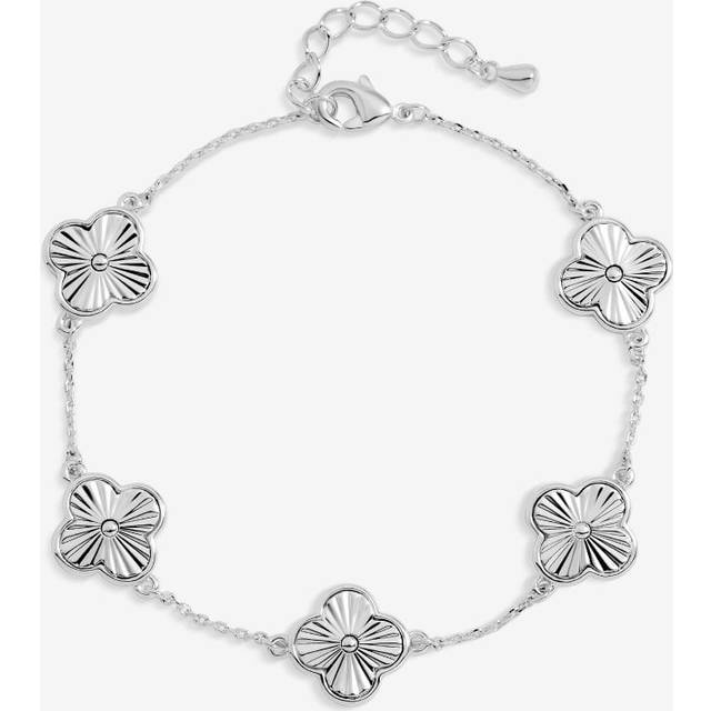Jon Richard Silver Plated Diamond Cut Clover Bracelet, Silver, Women - Ilver