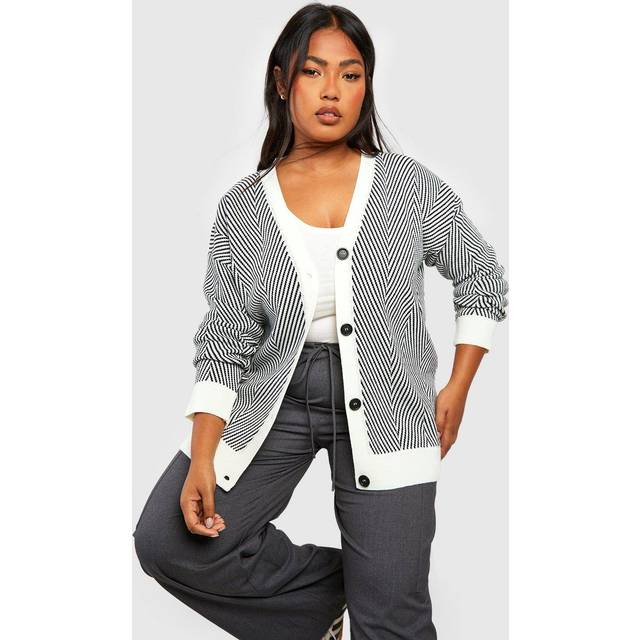 Womens Plus Mono Oversized Cardigan - Black - 20, Black