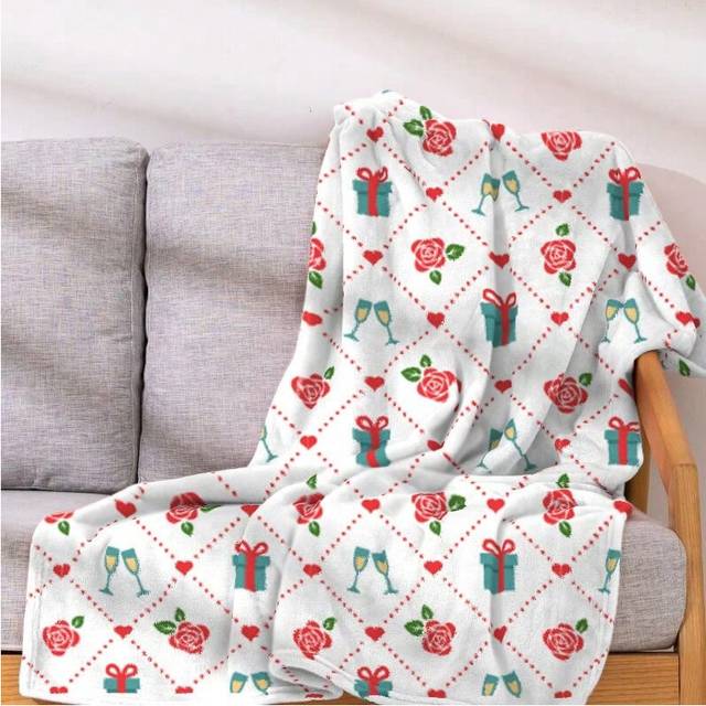(Wine glass rose, 150*200cm) Christmas flannel blanket new style office nap blanket sofa blanket