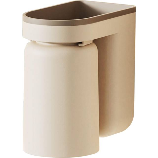 Wall Mounted Toothbrush Holder Multifunctional Hole Free Hanging Toothbrush Holder Storage Rack beige