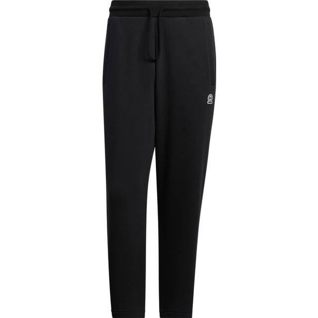 Adidas Neo Solid Color Elastic Waist Drawstring Fleece-Lined Joggers Unisex Bottoms Black HN8727 XXL