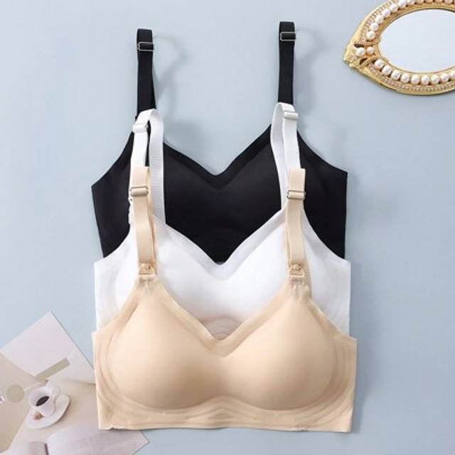 SHEIN 3pcs/Pack Maternity Solid Color Minimalist Casual Bras With Spaghetti Strap