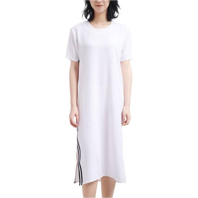 Adidas Originals Trefoil Stripe Long T-Shirt Dress Women Dress White DU7266 M