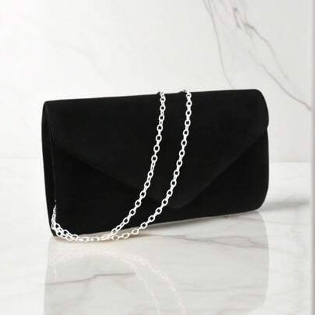 SHEIN Velvet Envelope Design Clutch Bags Red Color Party Small Evening Bags With Shoulder Chain Casual Ladies Purse