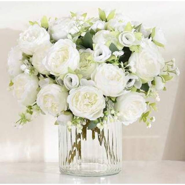 SHEIN 1/3/6PCS Artificial Peony Rose Flowers Bouquet For Wedding Decoration,Fake Plants Room Decor Fall Decor Fake Flowers Garden Autumn Decor Centerpieces