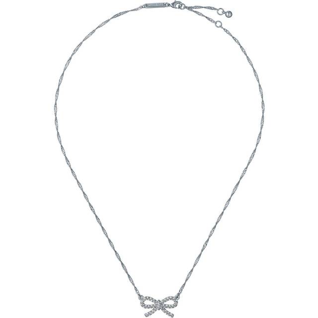Ted Baker Silver Ribah Crystal Ribbon Bow Necklace - Silver - 46cm