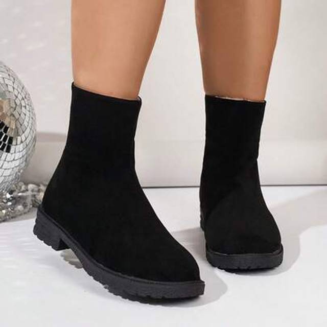SHEIN Plus Size Women&#39;s Winter New Wide Leg Over-The-Knee Boots, Fashion Loose Fit Tall Boots For Wide Calves, Black Versatile Boots With High Instep